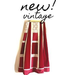 Vintage Boho Velvet & Lace Maxi Skirt